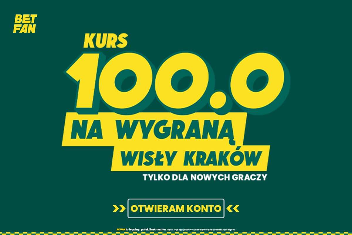 Kurs 100.00 na zwycięstwo Wisły z kodem GOAL