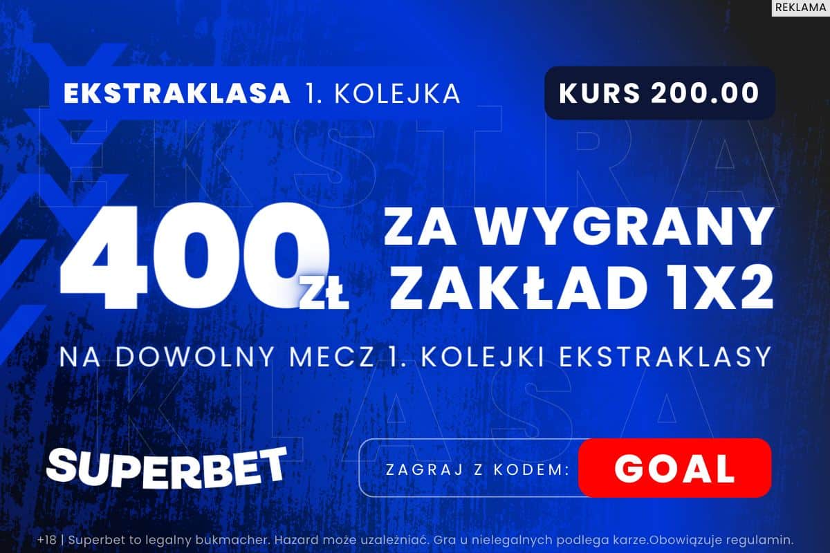 Kurs 200.00 na zakład 1X2 na dowolny mecz Ekstraklasy