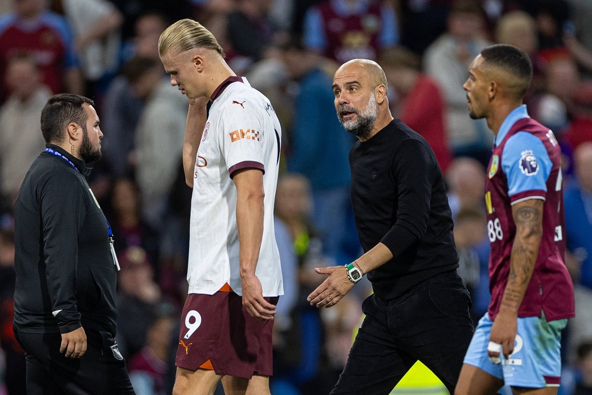 Pep Guardiola i Erling Haaland (Burnley - Manchester City)