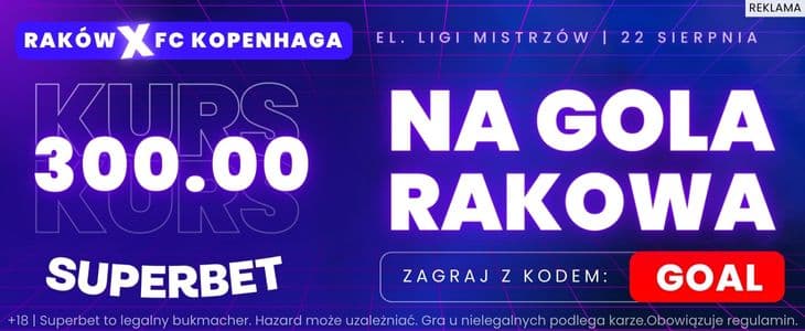 Kurs 300.00 na gola Rakowa