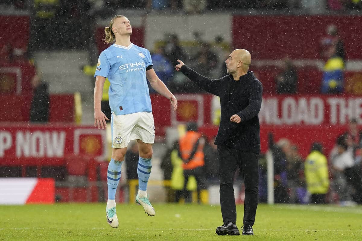 Erling Haaland i Pep Guardiola