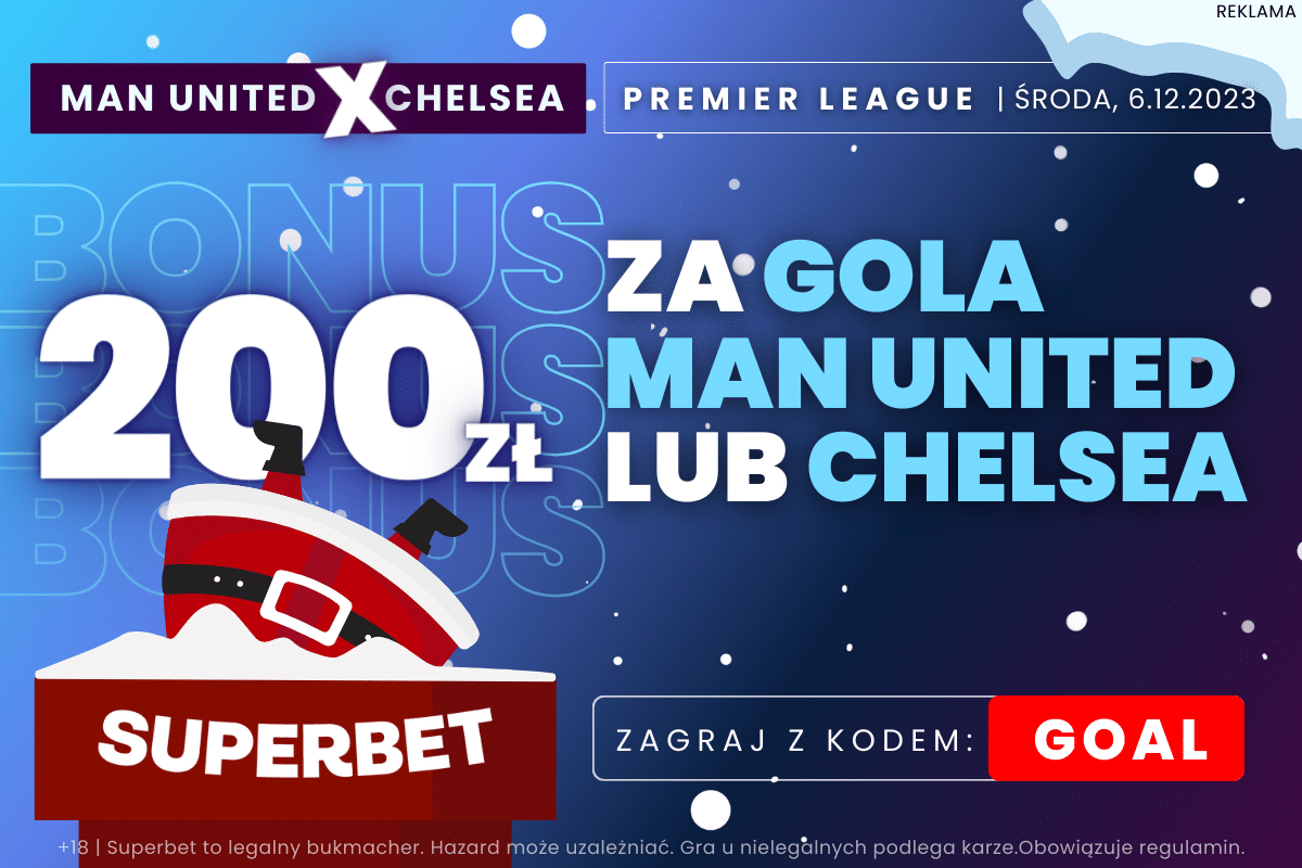 Manchester United - Chelsea: kurs 100.00 na gola dowolnej drużyny