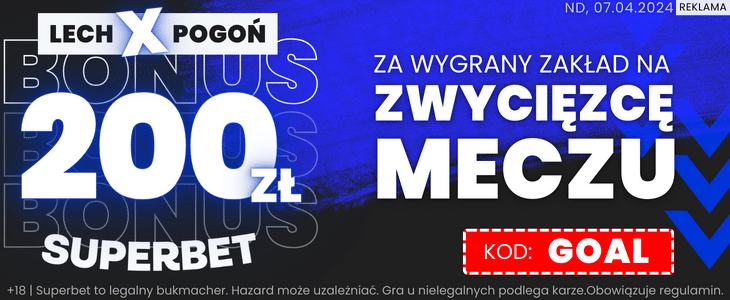 200 zł za zwycięzcę meczu Lech Poznań - Pogoń Szczecin