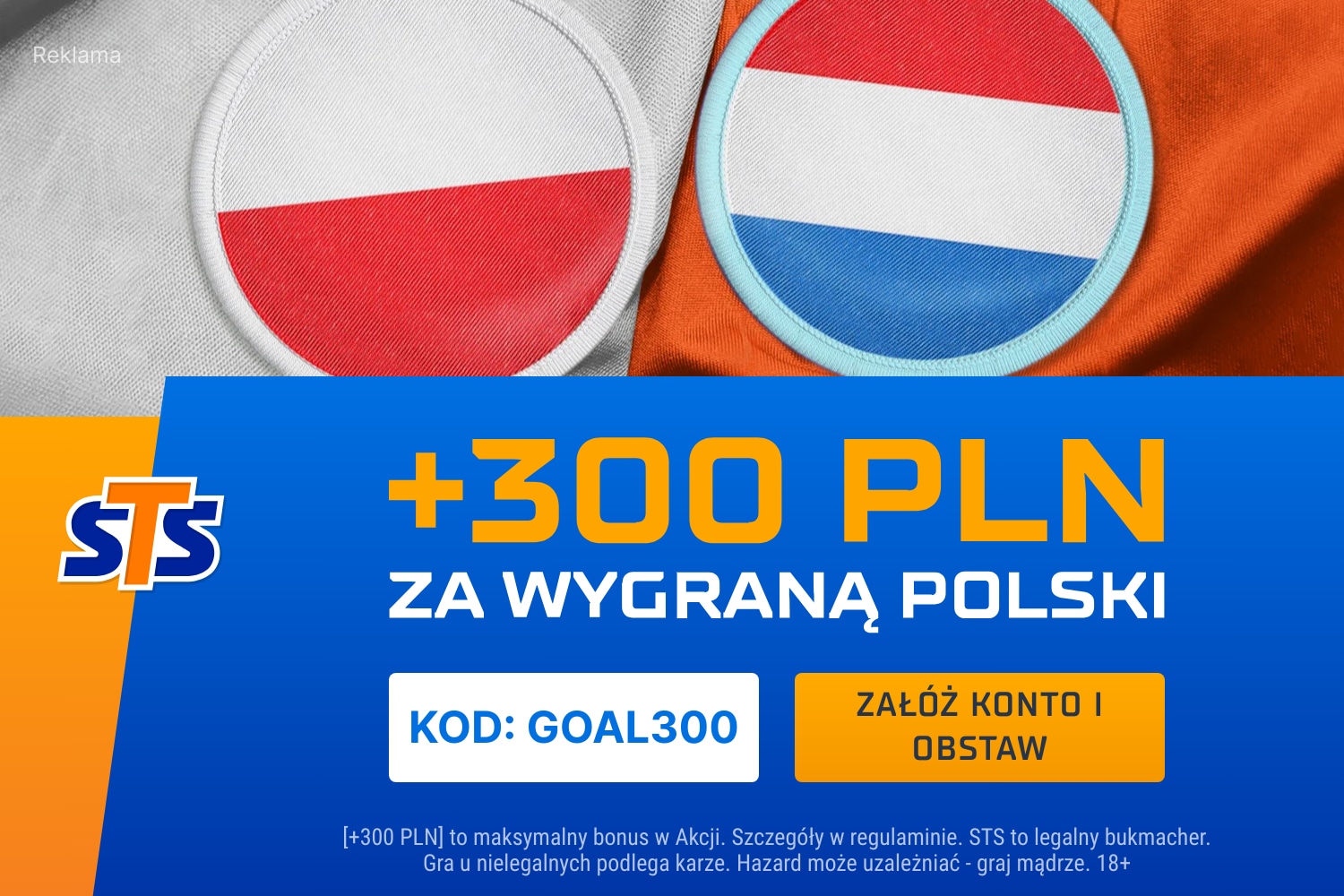 Polska - Holandia bonus 300 zł w STS