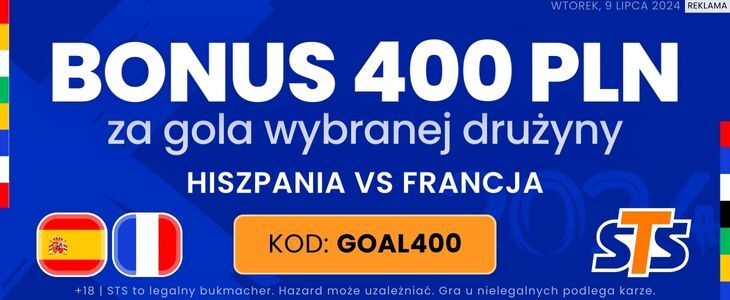 Hiszpania - Francja bonus 400 zł