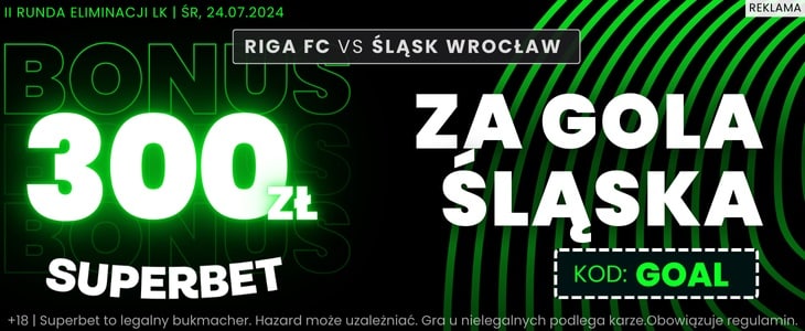 Superbet 300 zł za gola Śląska