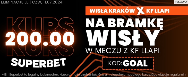 Bonus 400 PLN za gola Wisły z Llapi