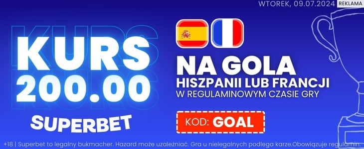 Hiszpania - Francja kurs 200 na gola