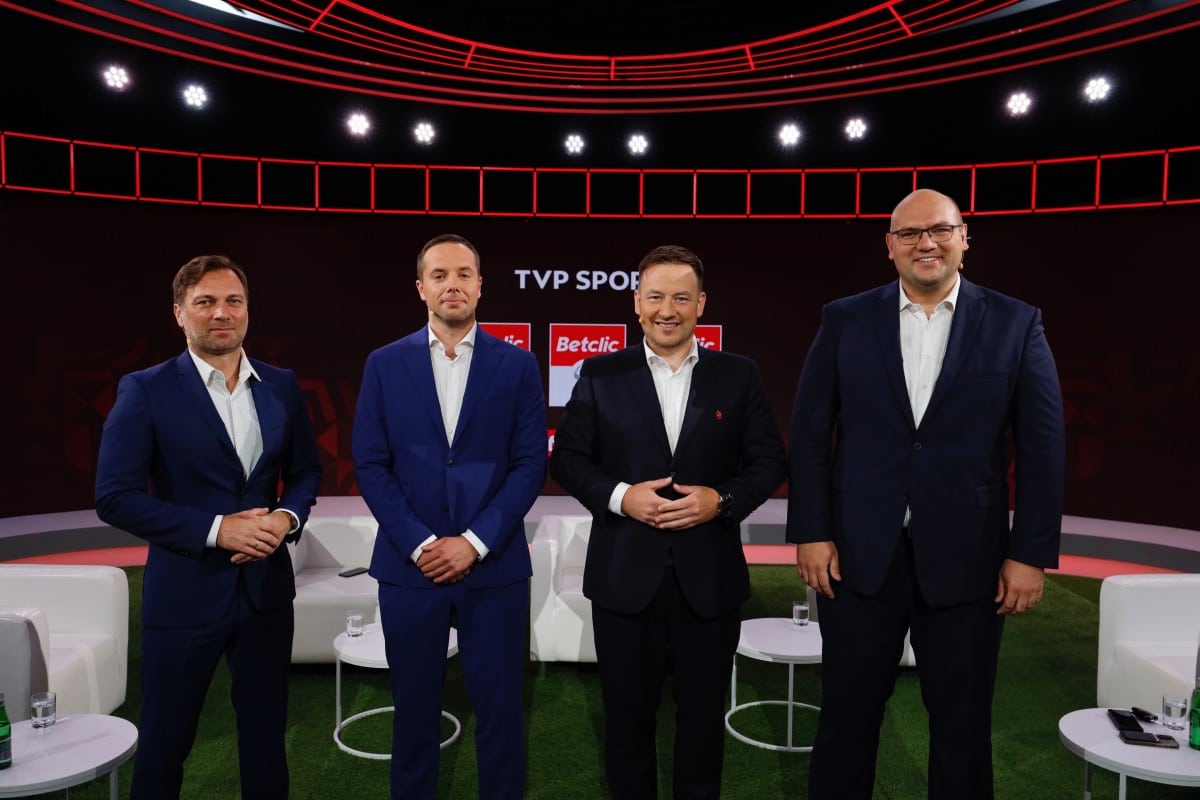 Jakub Kwiatkowski (TVP Sport), Bartłomiej Płoskonka (Betclic), Łukasz Wachowski (PZPN) i Marcin Janicki (PLP)