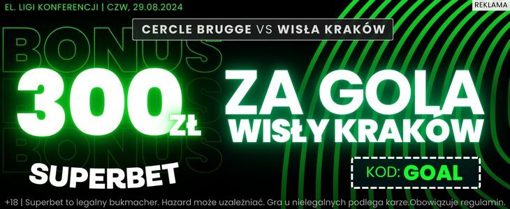 Promocja w Superbet na mecz Cercle Brugia - Wisła Kraków