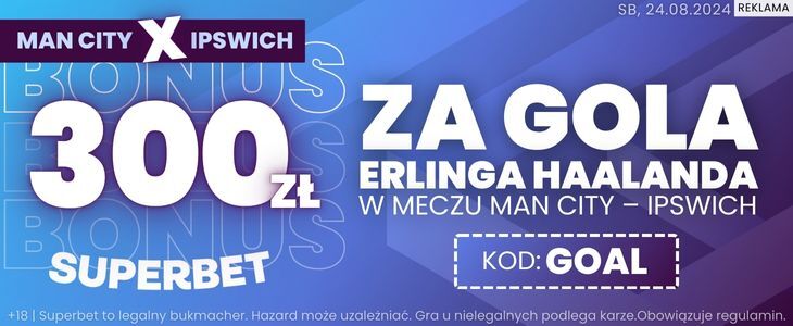 Erling Haaland z golem? Superbet płaci 300 zł