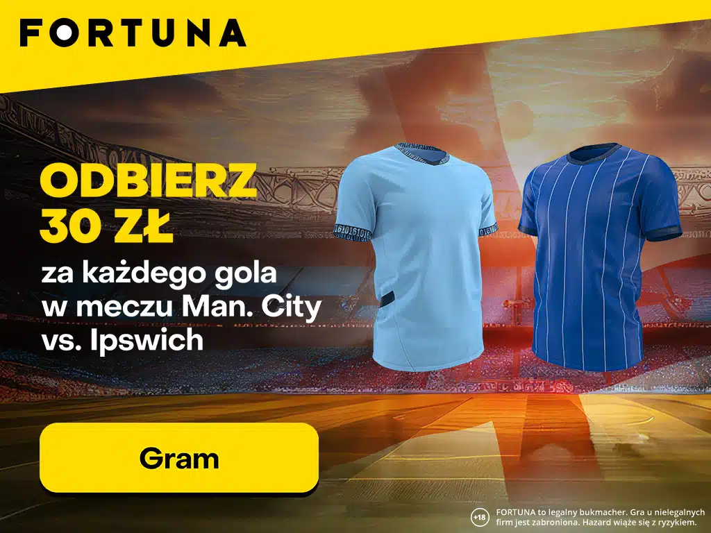 Promocja w Fortunie na mecz Man. City - Ipswich