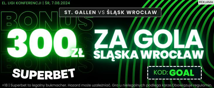 Promocja w Superbet na spotkanie Śląsk Wrocław - St. Gallen