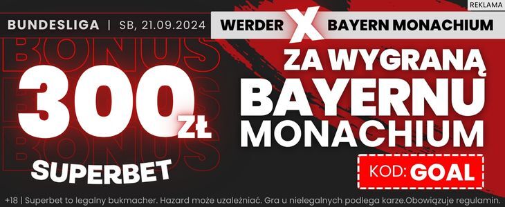 Promocja Superbet na mecz Werder - Bayern