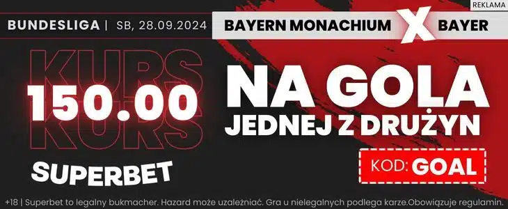 Promocja w Superbet na mecz Bayern - Bayer