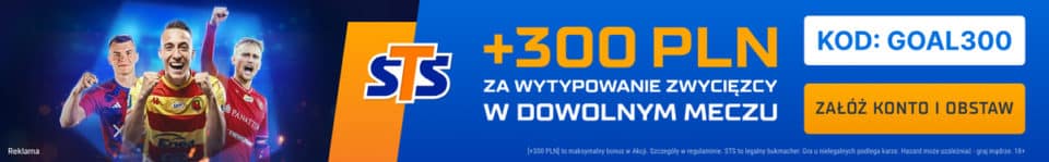 Bonus 300 zł za poprawny typ na zwycięzcę meczu Ekstraklasy od STS