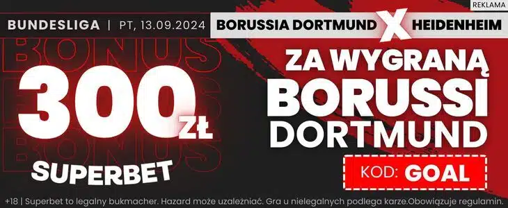 Promocja w Superbet na spotkanie Heidenheim - Borussia Dortmund