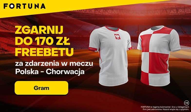 Bonusy Fortuna na mecz Polska - Chorwacja