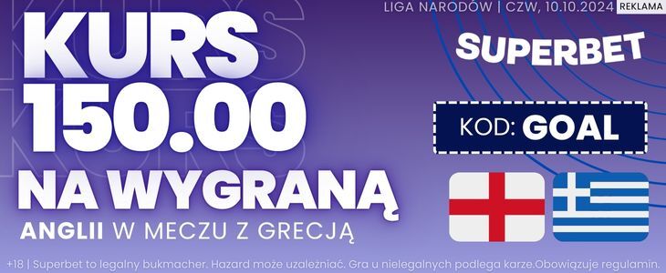 Promocja w Superbet na mecz Anglia - Grecja