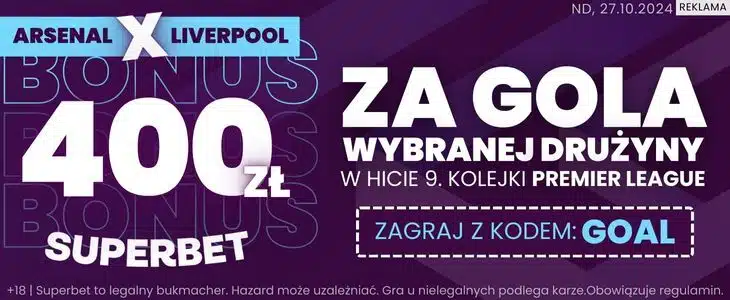 Promocja w Superbet na spotkanie Arsenal - Liverpool