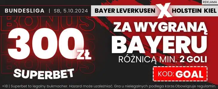 Promocja w Superbet na mecz Bayer - Holstein Kiel