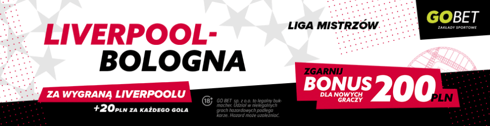 Promocja w GObet na mecz Liverpool - Bologna