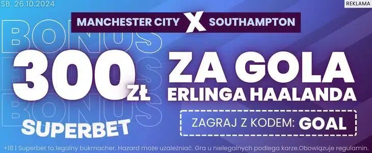 Promocja w Superbet na Manchester City - Southampton