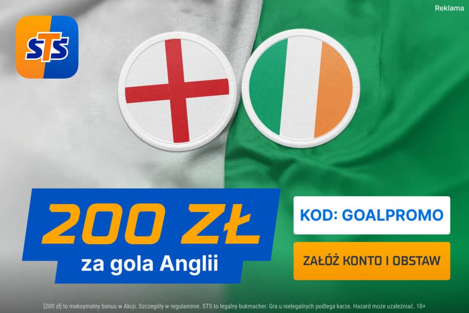 200 zł bonusu od STS na mecz Anglia - Irlandia