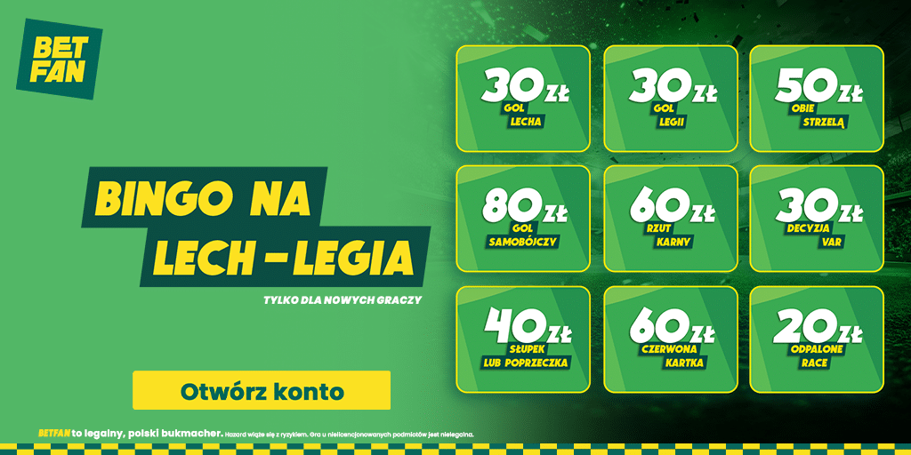 Bonus Betfan na mecz Lech - Legia