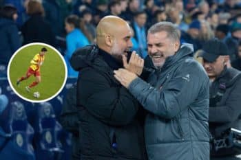 Abdukodir Khusanov oraz Pep Guardiola i Ange Postecoglou