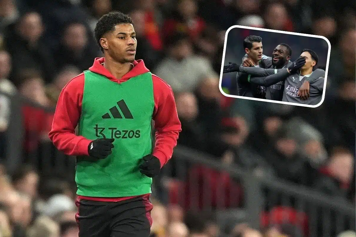 Marcus Rashford oraz piłkarze Milanu