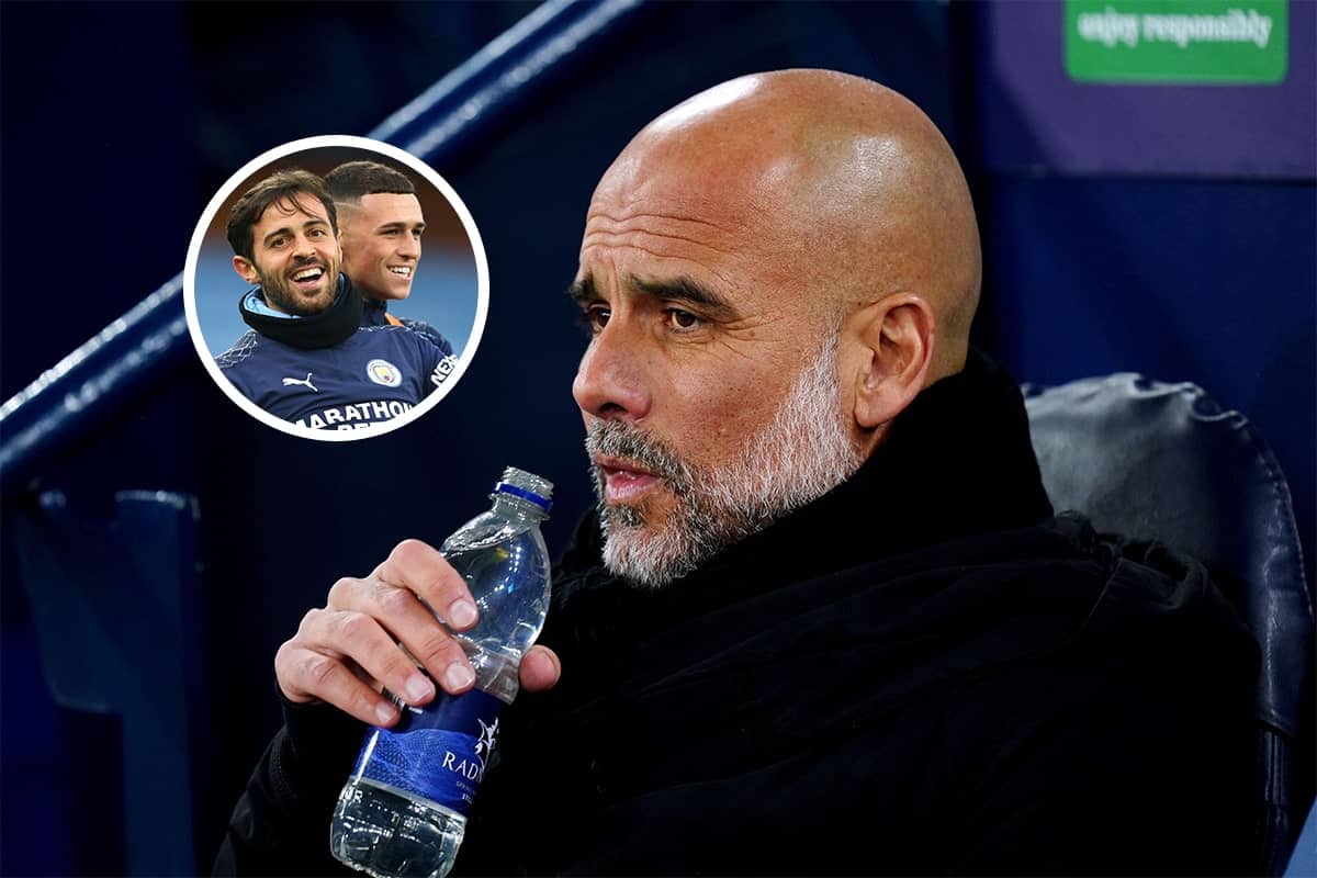 Pep Guardiola, Bernardo Silva i Phil Foden