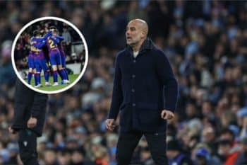 Piłkarze Barcelony oraz Pep Guardiola